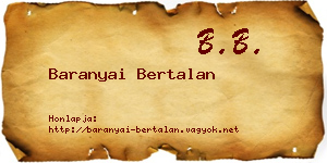 Baranyai Bertalan névjegykártya